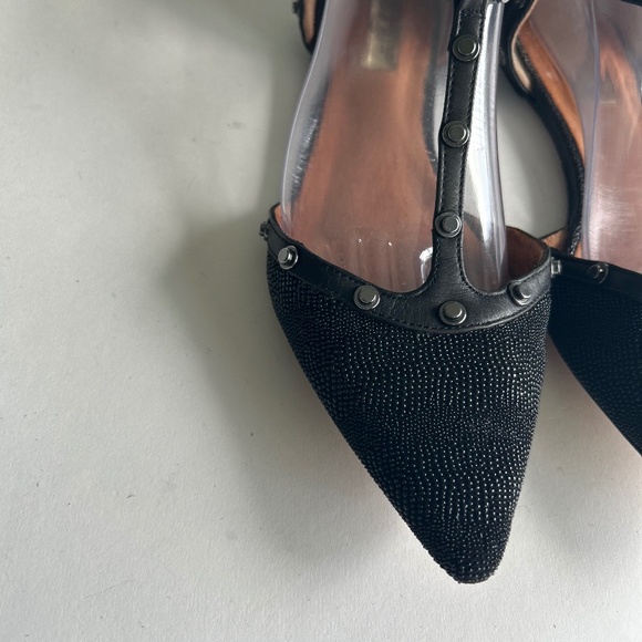 Halogen Black Fabric Leather Point Toe Ankle Strap Sandals size 8 - Picture 6 of 16